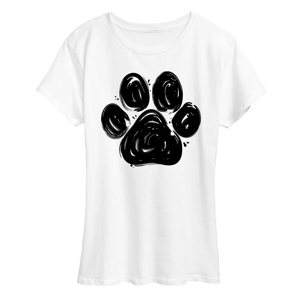 Women's Brushstroke Paw Print Graphic Tee, Girl's,  Product Image