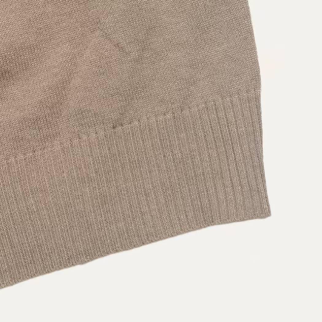 Cute Khaki Flower Mock Neck Long Sleeve Knit Dress Product Image