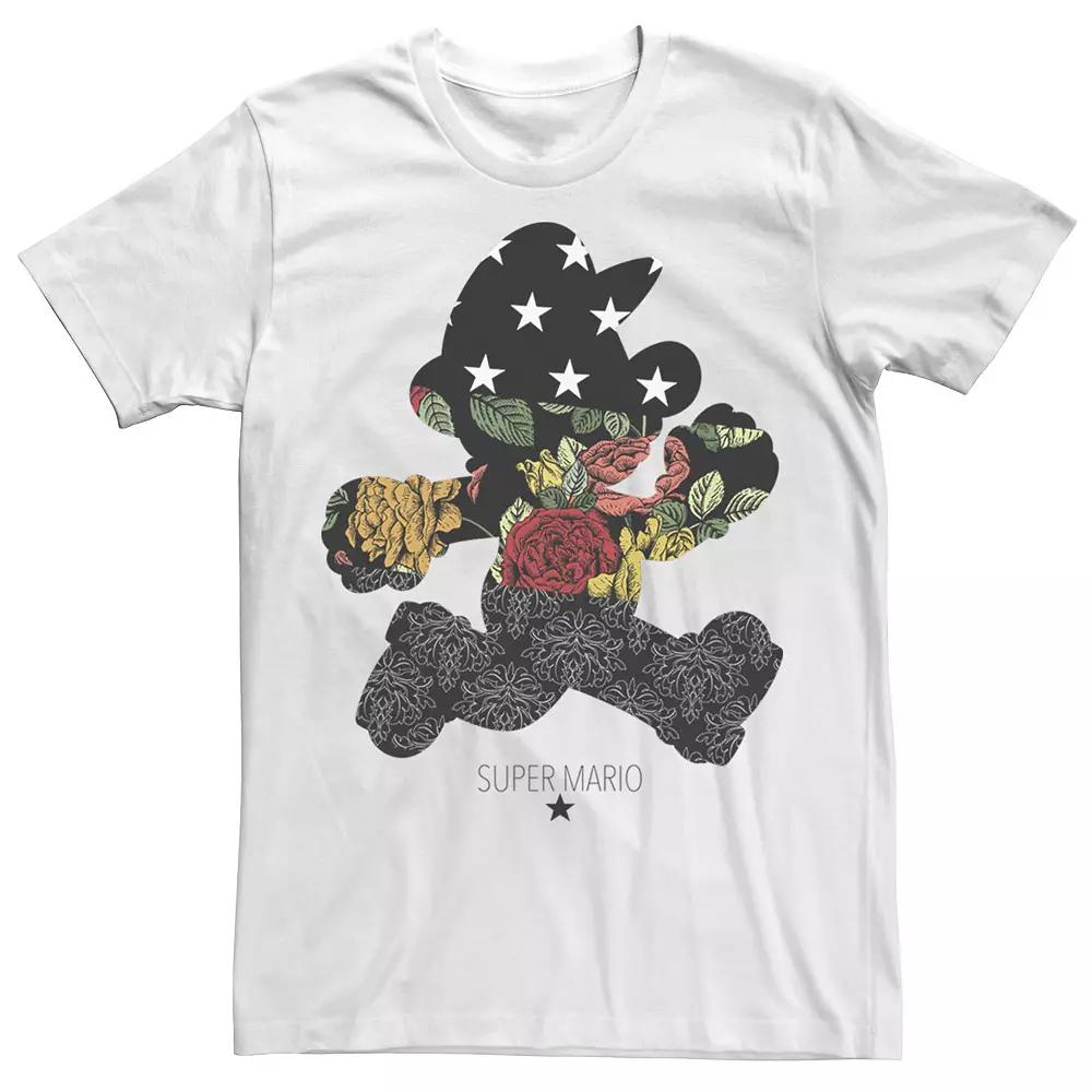 Men's Nintendo Super Mario Running Floral Fill Silhouette Graphic Tee,  Product Image