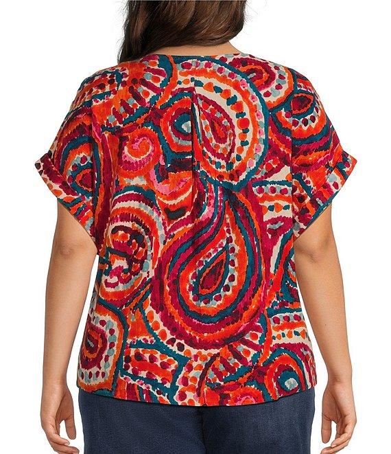 Westbound Plus Size Short Sleeve V-Neck Tie Front Top Product Image