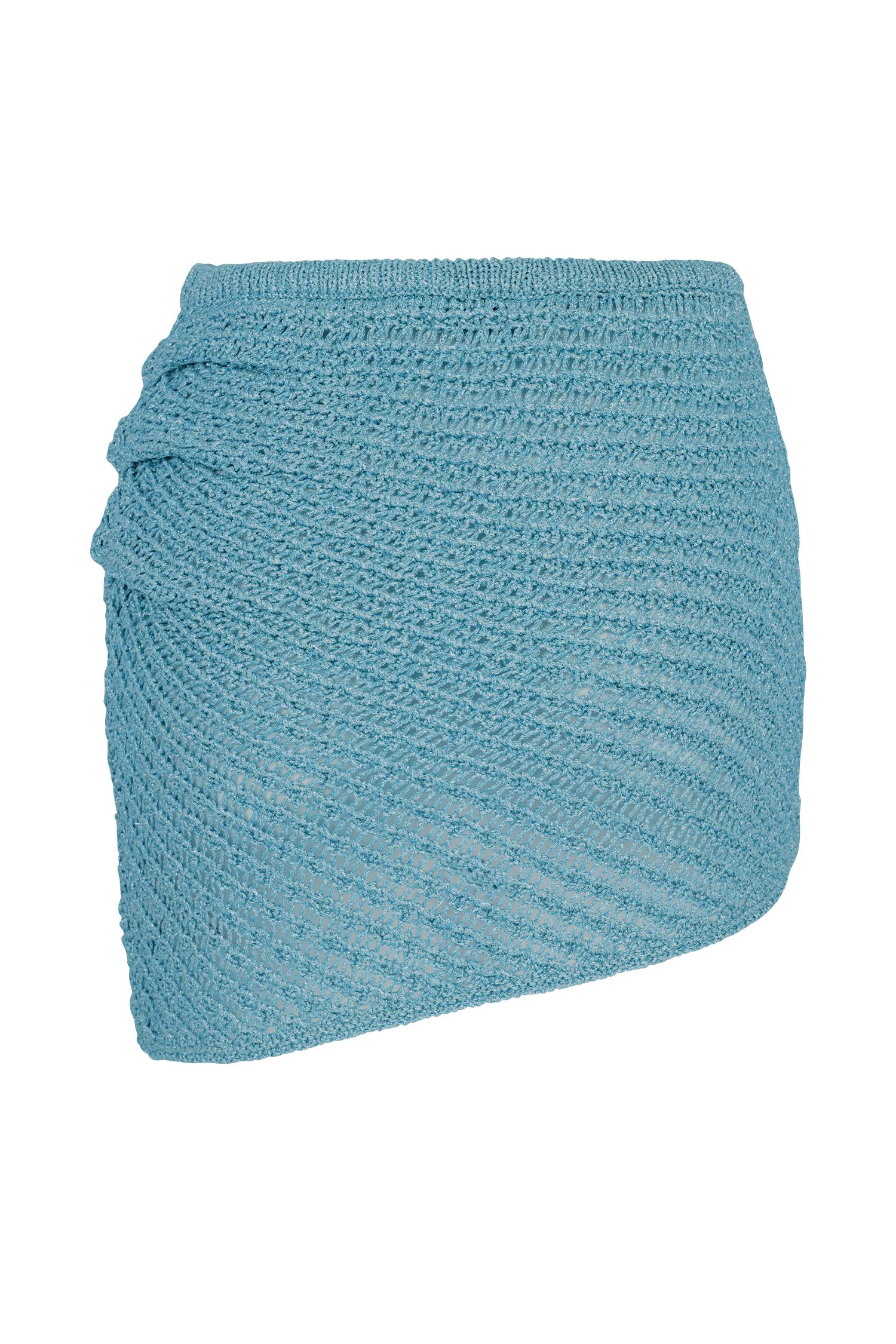 Waverley Metallic Knit Mini Skirt - Blue Product Image