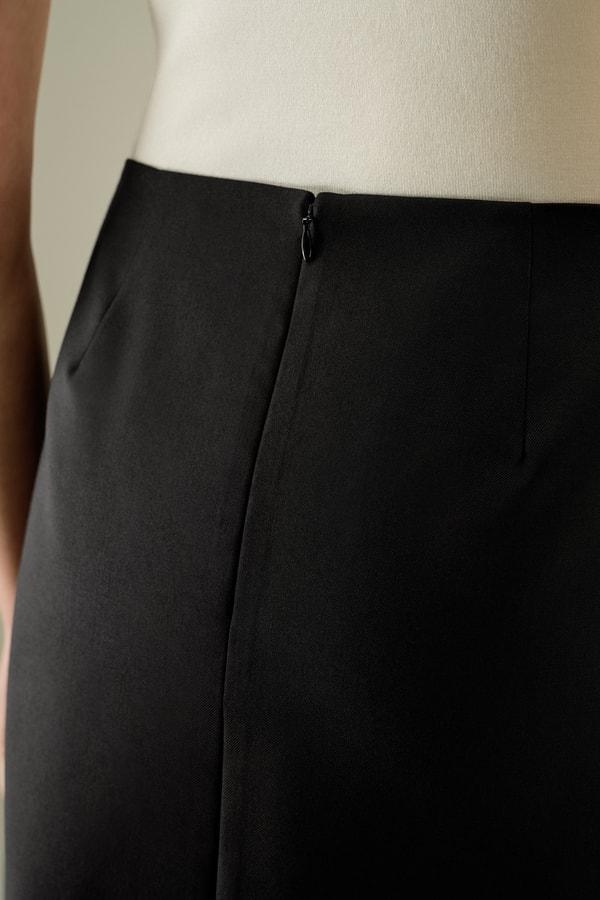 LILYSILK Wool Pencil Skirt - Female - Black Wool Silk - Effortless Femininity Straight Design Skirt 4 Product Image