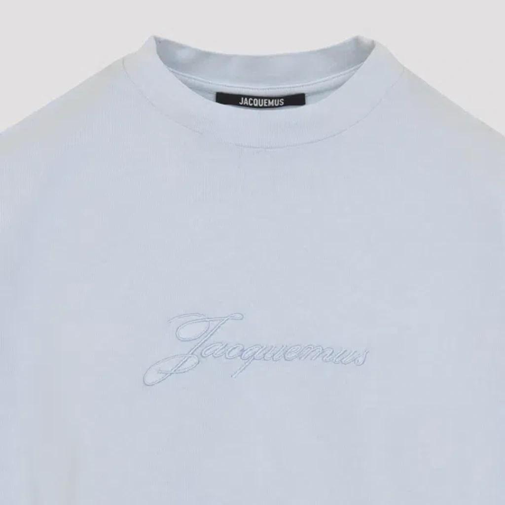 JACQUEMUS Mens Blue Pigmento Log-embroidered Cotton T-shirt Xl Product Image
