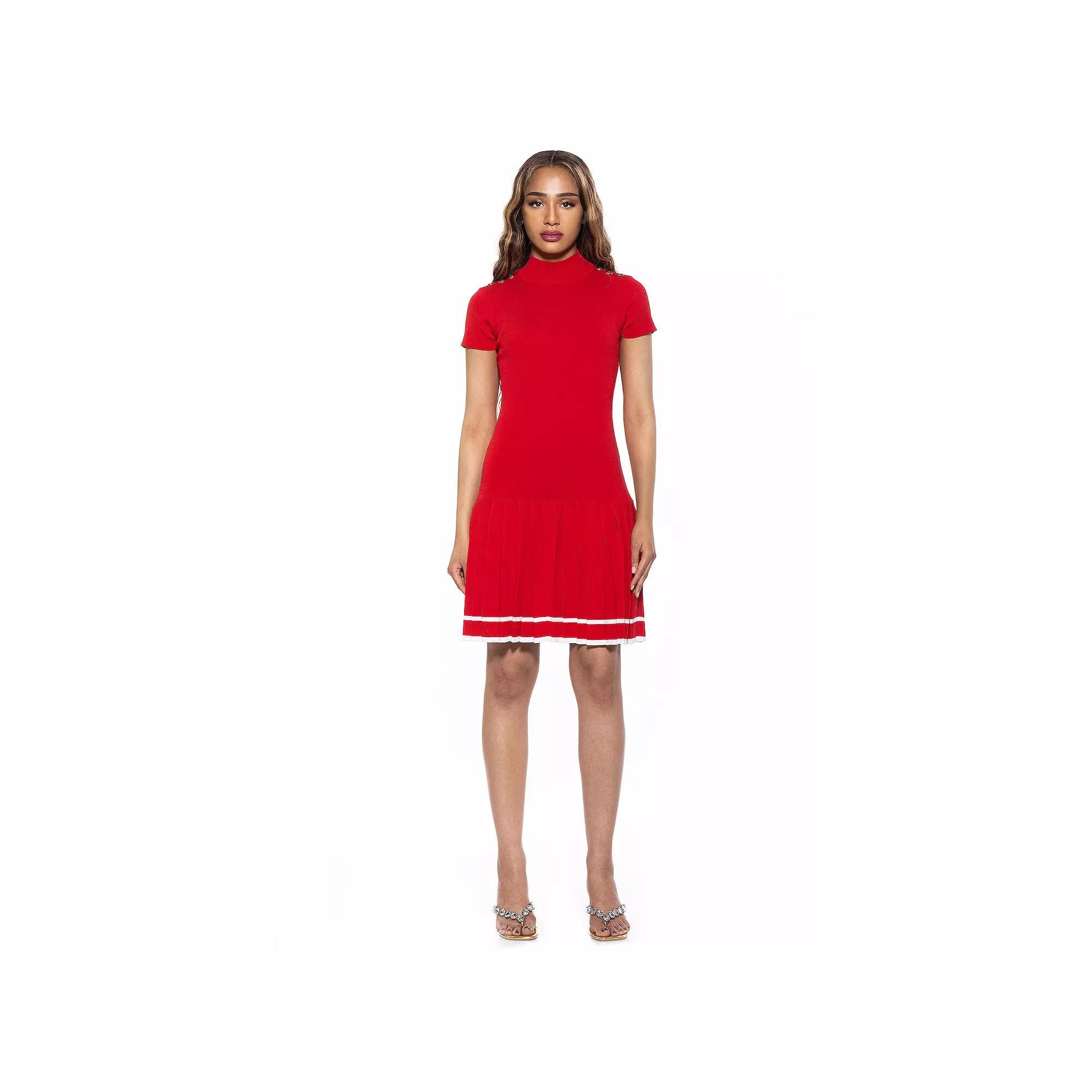 Women's ALEXIA ADMOR Devika Mockneck Pleated Knit Dress,  Product Image
