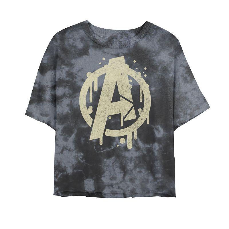 Juniors' Marvel Avengers Paint Drip Logo Tee, Girl's, Size: Small, Black Grey Product Image