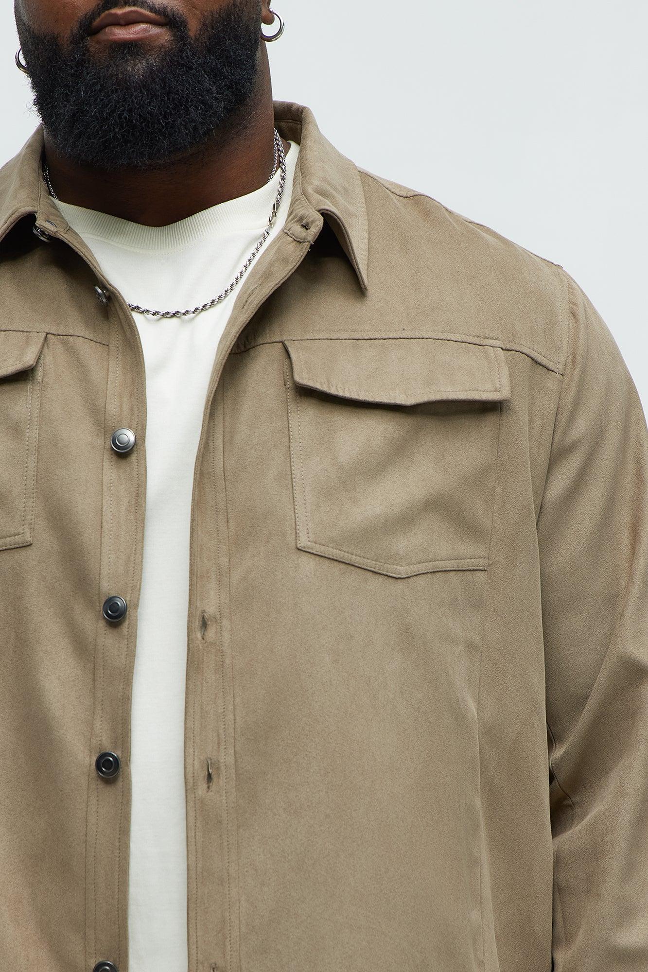 Faux Suede Shirt Jacket - Tan Product Image