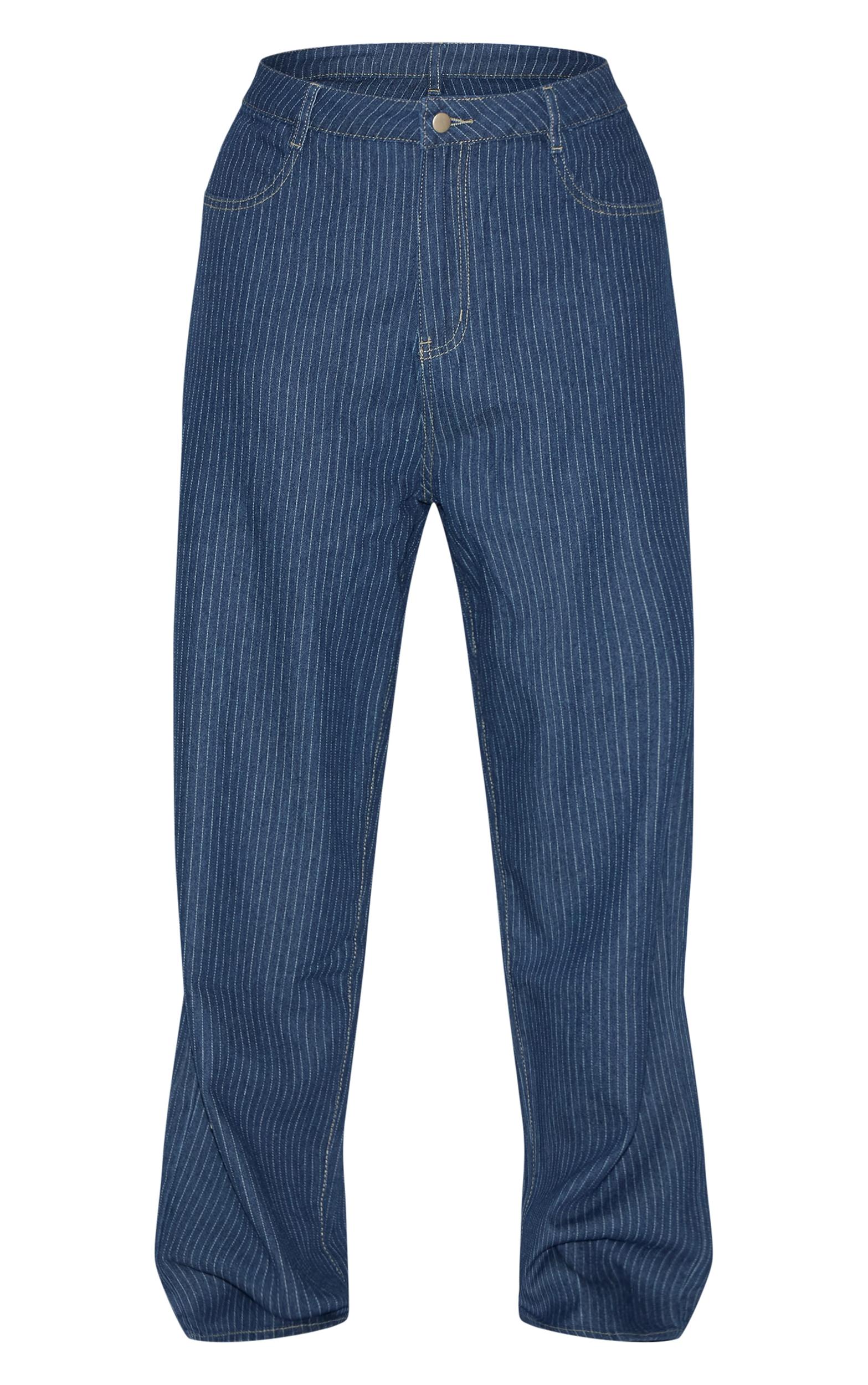  Plus Indigo Pinstripe Denim Straight Leg Jeans Product Image
