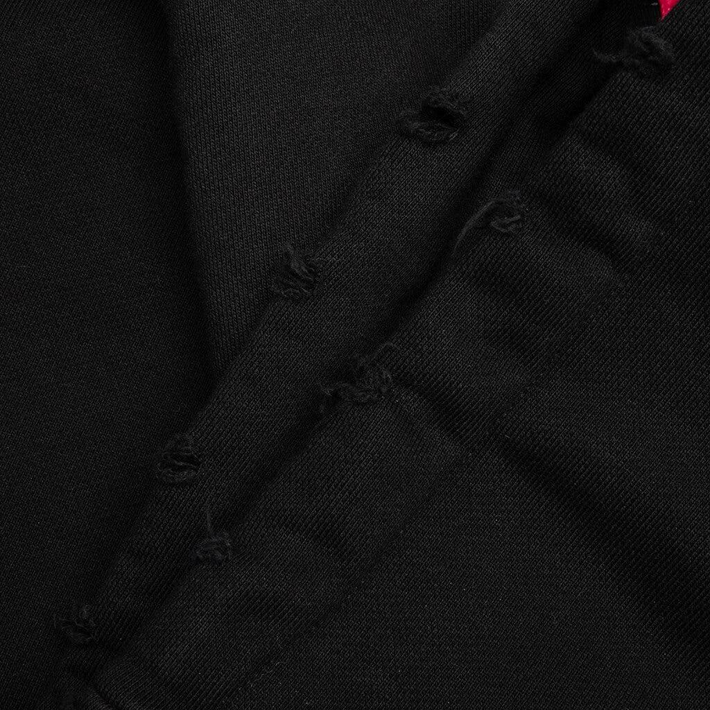 Distressed Hoodie Small Logo - Black Male Product Image