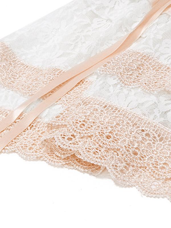 Contrast Pleated Lace Lace Low Waist And Hip-Hugging Mini Skirt Product Image