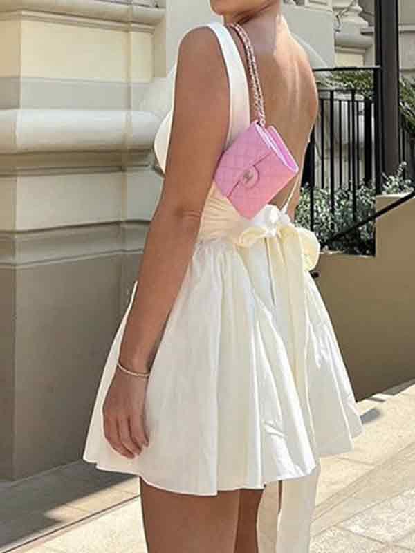 Backless Lace Up Mini Dress Product Image