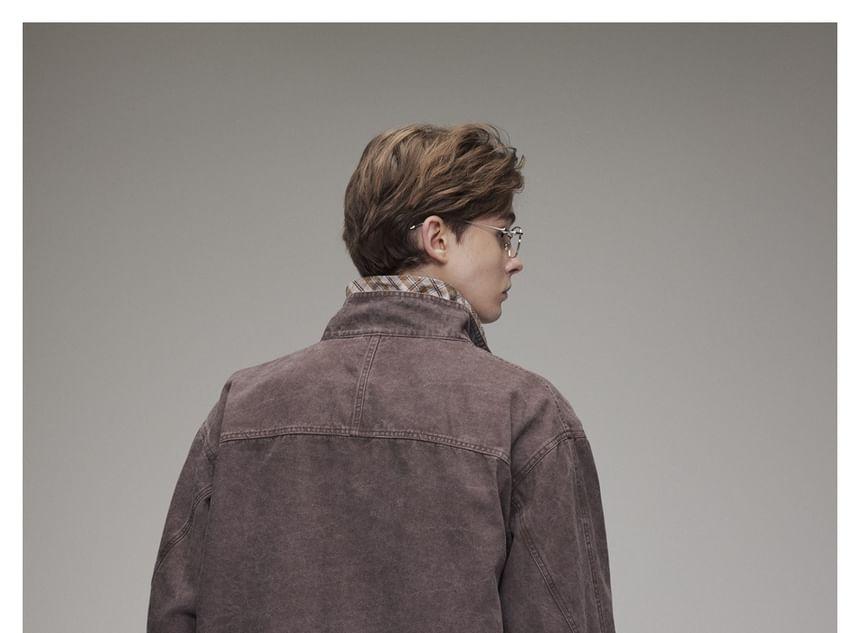 Washed Stand-Collar Loose Jacket Product Image