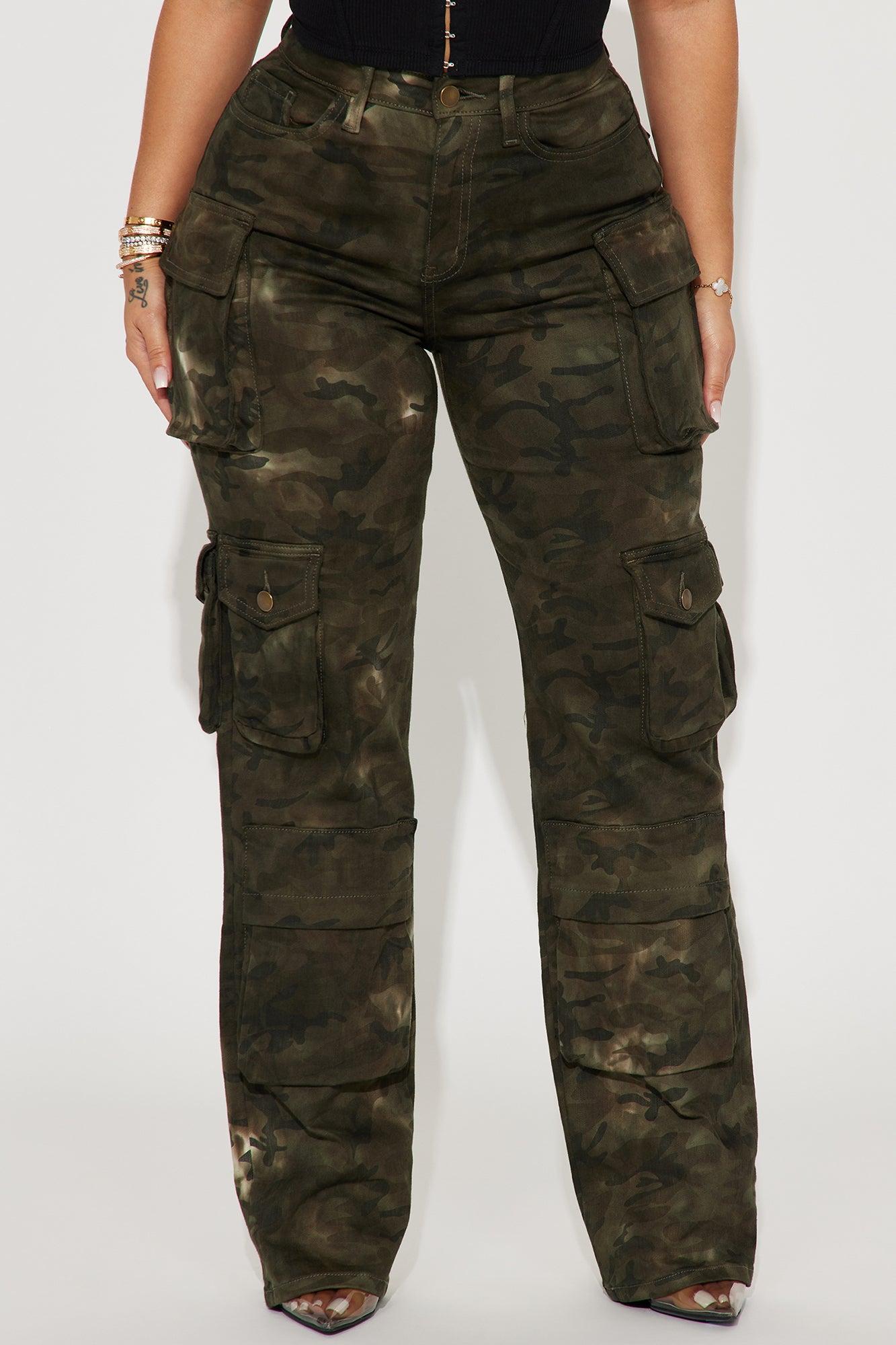 Covert Operation Stretch Camo Cargo Jeans - Green Product Image