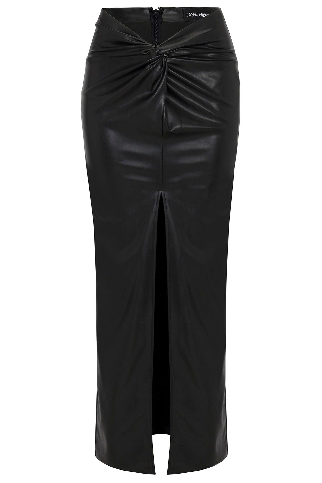 Estelle Faux Leather Maxi Skirt - Black Product Image