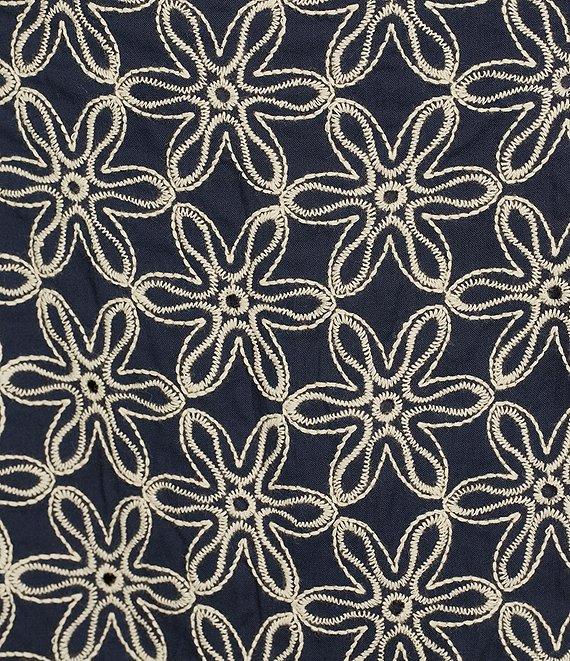 tyler boe Pamela Cotton Daisy Embroidered Square Neck Sleeveless A-Line Dress Product Image