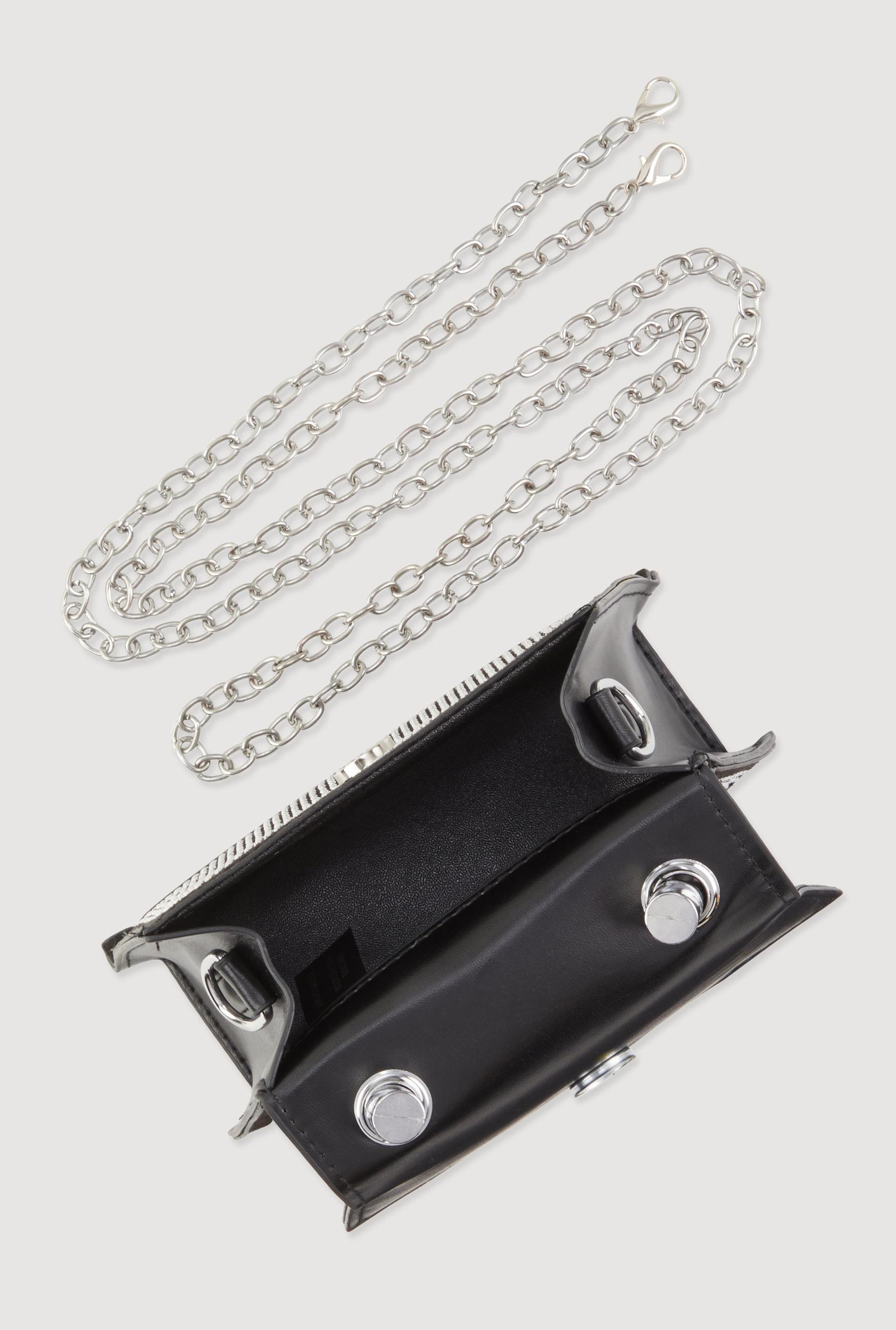 Stylish Metallic Studded Faux Leather Top Handle Crossbody Bag Unisex Product Image