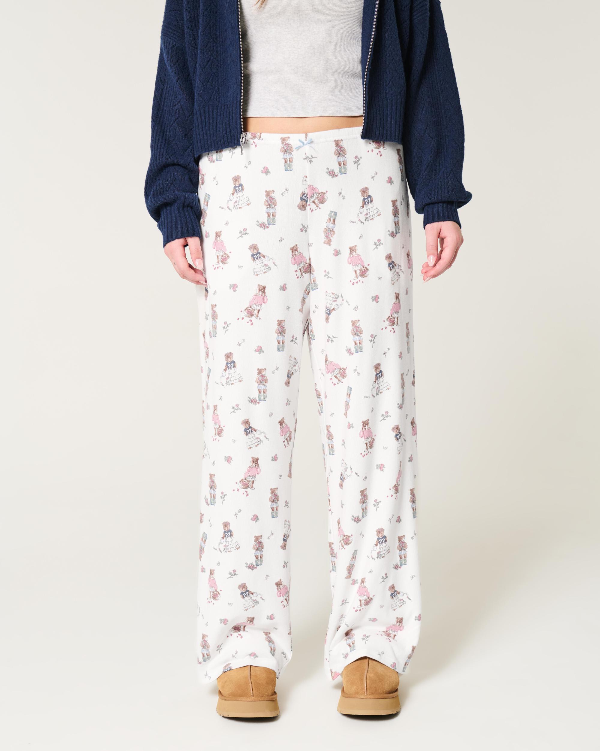 Bear Graphic Pajama Pants Product Image