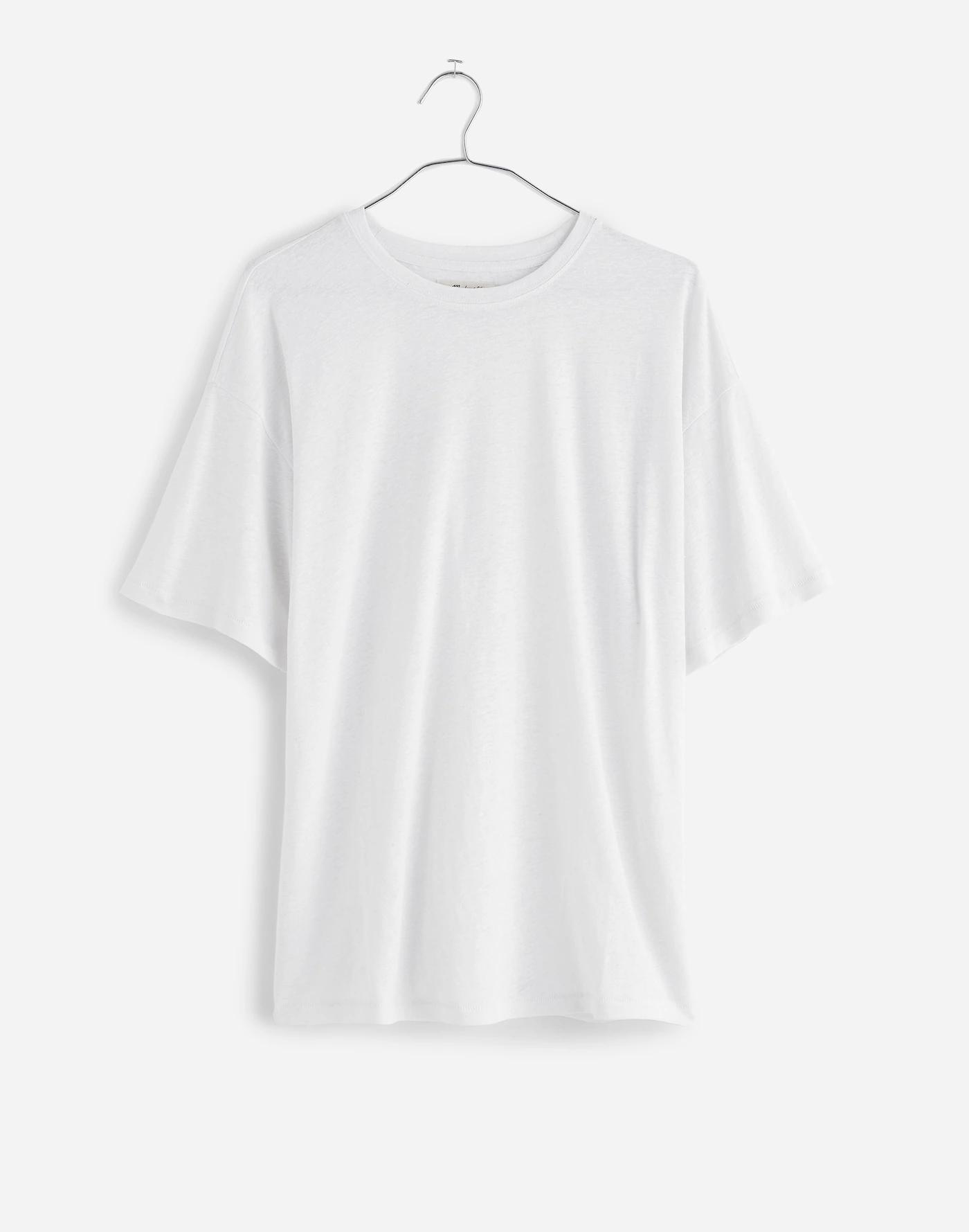 Linen-Blend Crewneck Oversized Tee Product Image