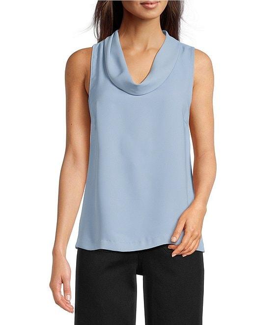 Vince Camuto Luxe Crepe de Chine Sleeveless Cowl Neck Tank Top Product Image