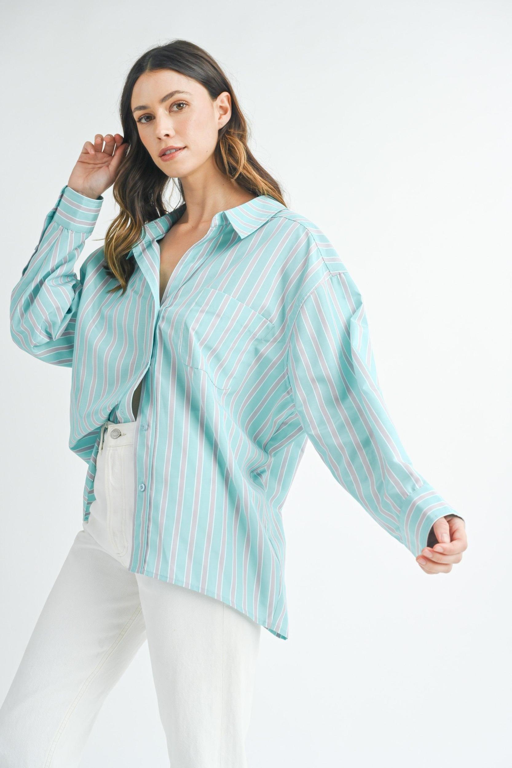Katy Oversized Striped Shirt | FINAL SALE Product Image