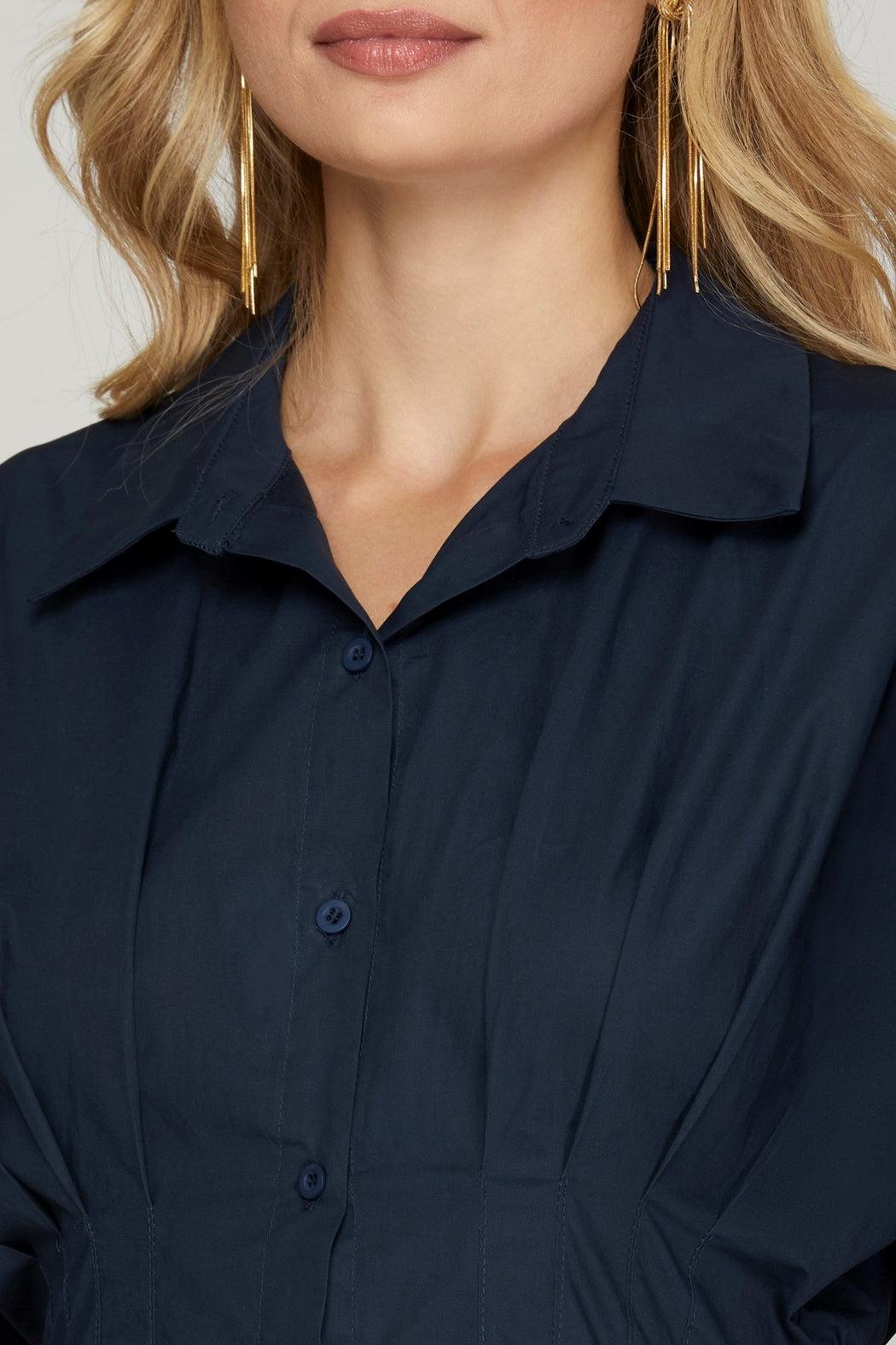 Button Down Collar Midi Dress Product Image