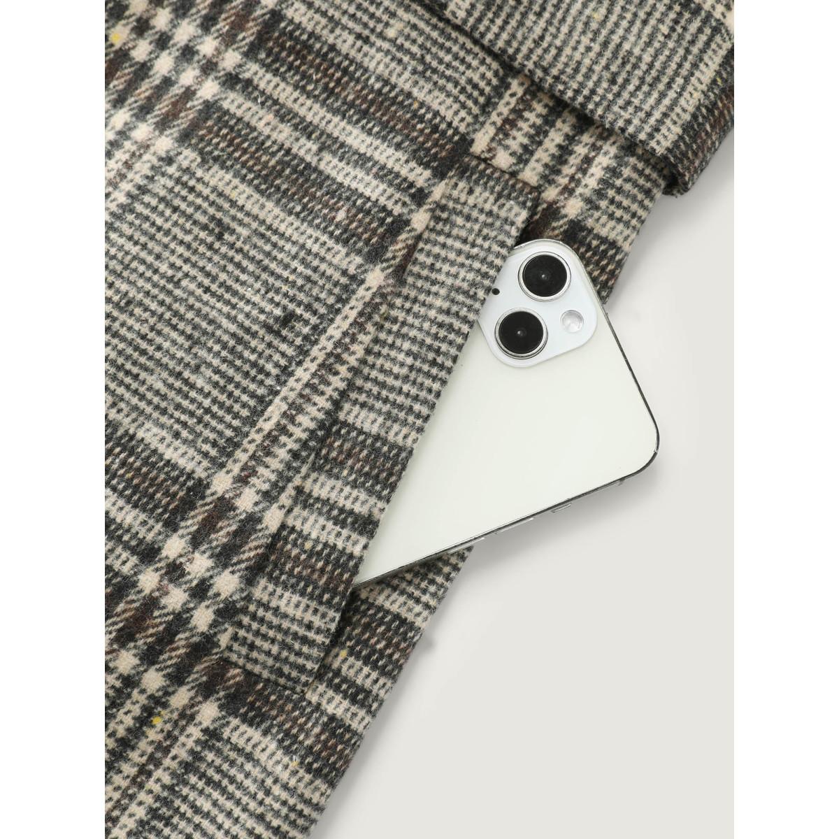 Plus Size Plaid Belted Waist-Defining Coat Women Yellowishbrown Retro Ladies Elegant Winter Coats BloomChic 22-24/3X Product Image