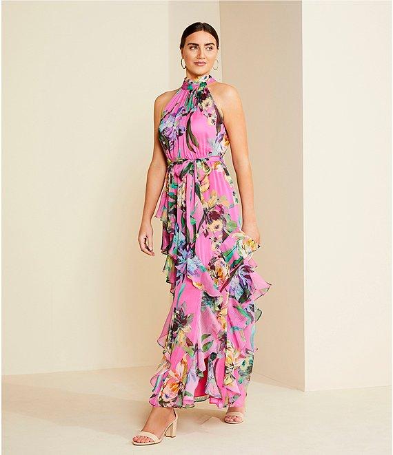 Alex Marie Nina Sleeveless Mock Neck A-Line Midi Dress Product Image