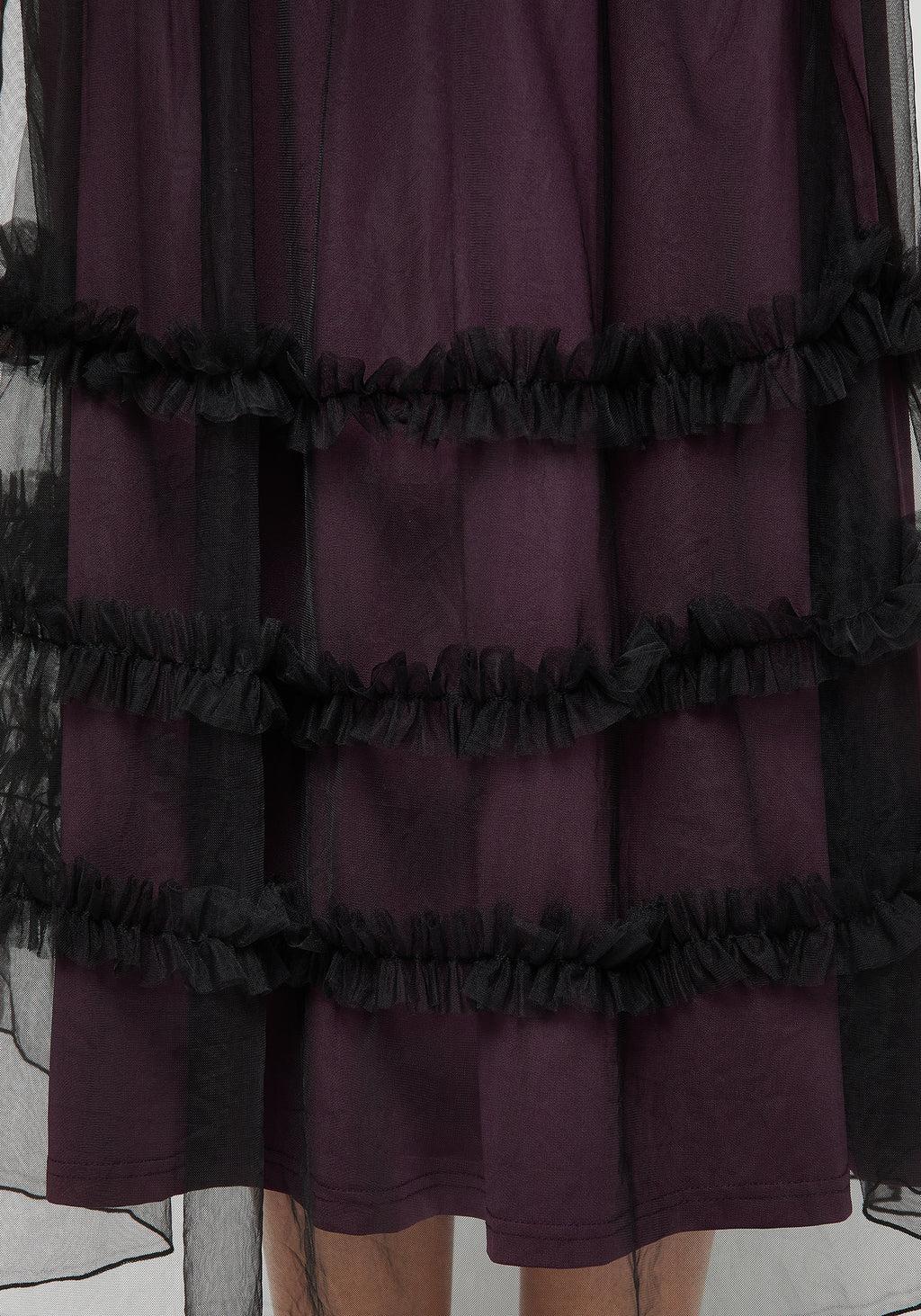 Wanderer Contrast Lining Tiered Midi Skirt Product Image