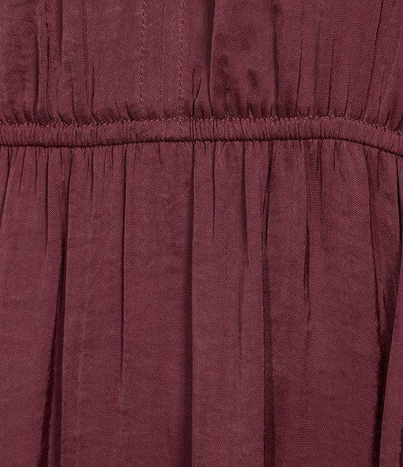 Steve Madden Allegra Split V Neck Ruffle Sleeveless Midi Dress Product Image