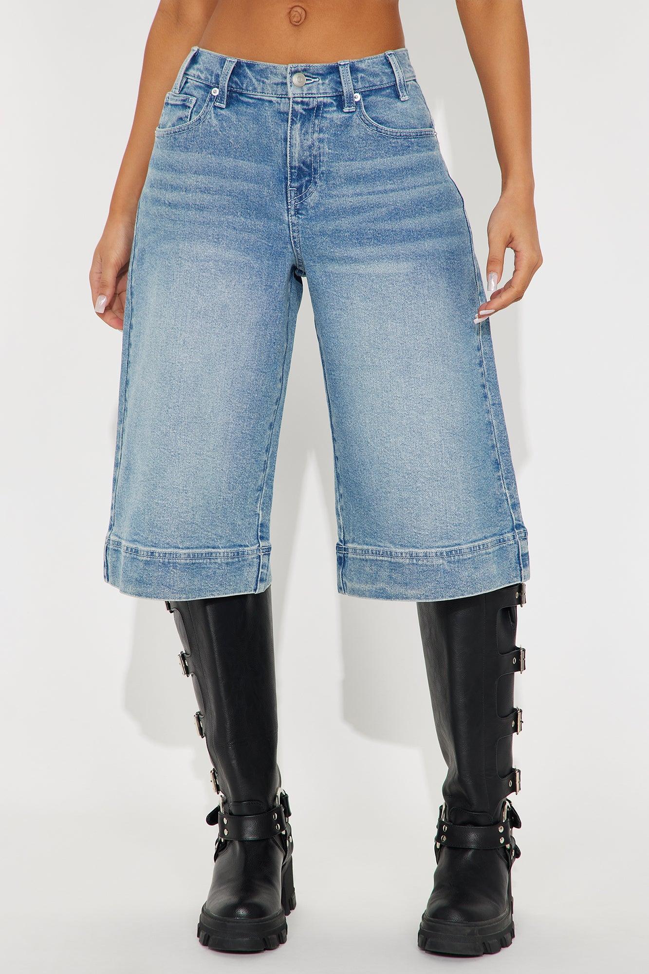 Not A Chance Denim Jorts - Light Wash Product Image