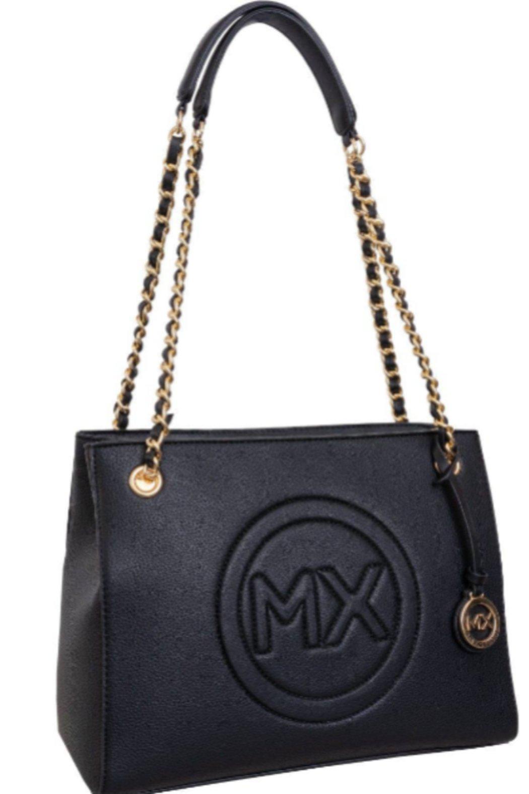 Max Studio Pebble Grain Double Handle Chain Tote Product Image