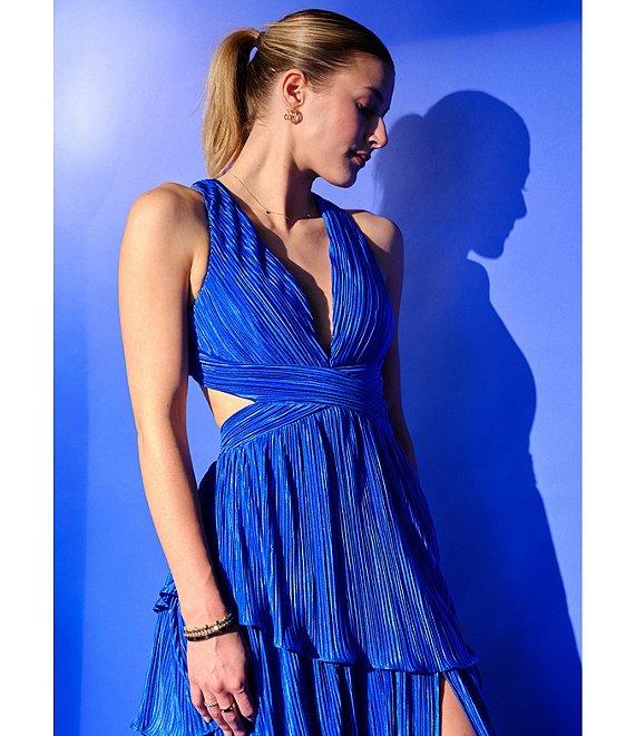 Lulus Mulholland Cutout Plisse Maxi Dress Product Image