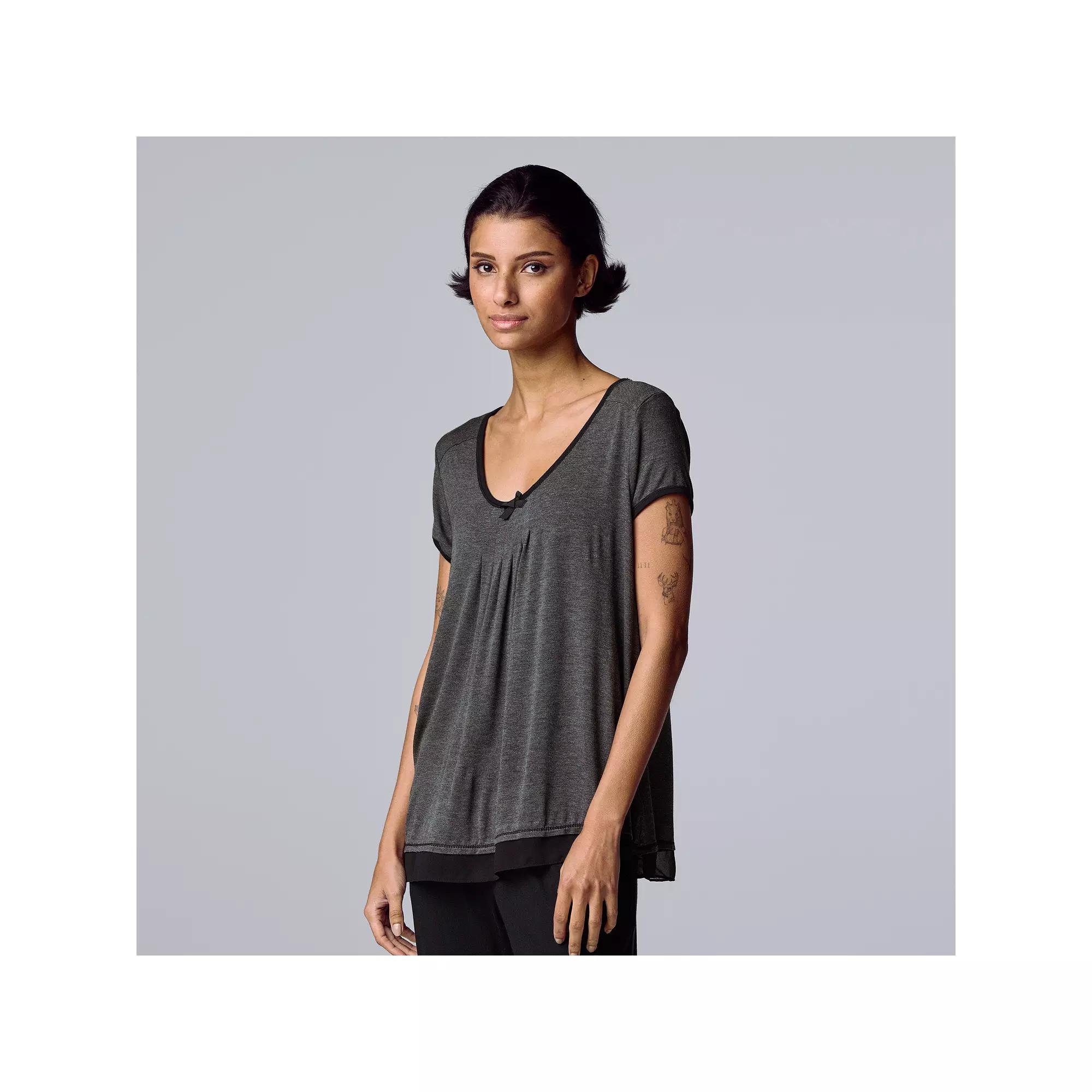 Women's Simply Vera Vera Wang Basic Luxury Pajama Sleep Top,  Product Image