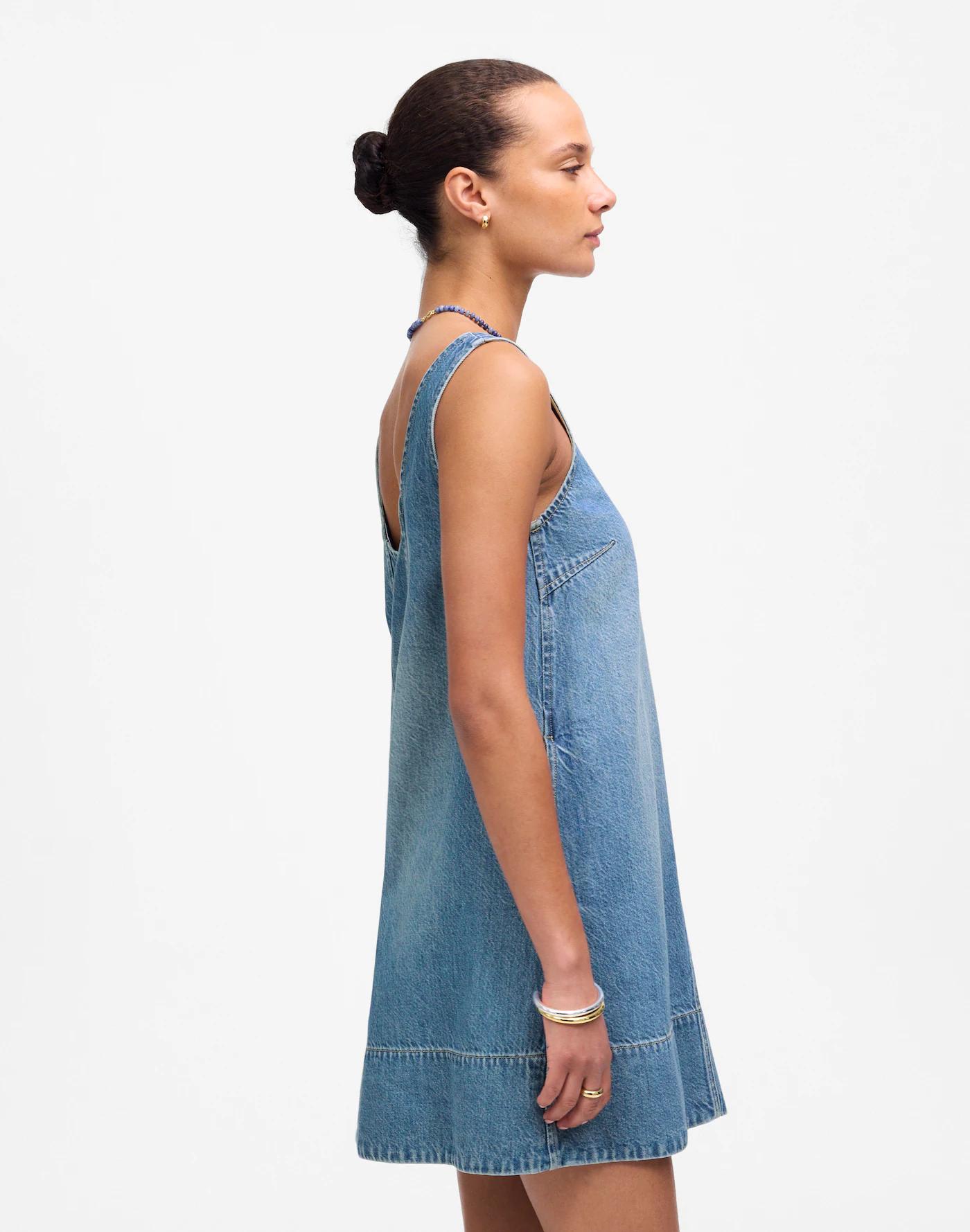 Denim Scoopneck Mini Dress Product Image