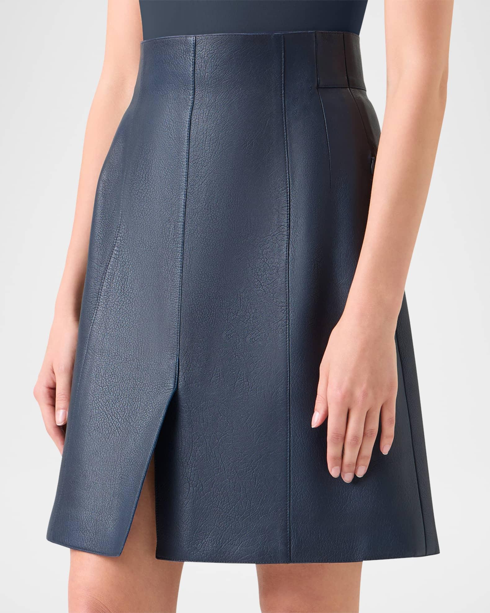 Lamb Nappa Leather A-Line Skirt Product Image