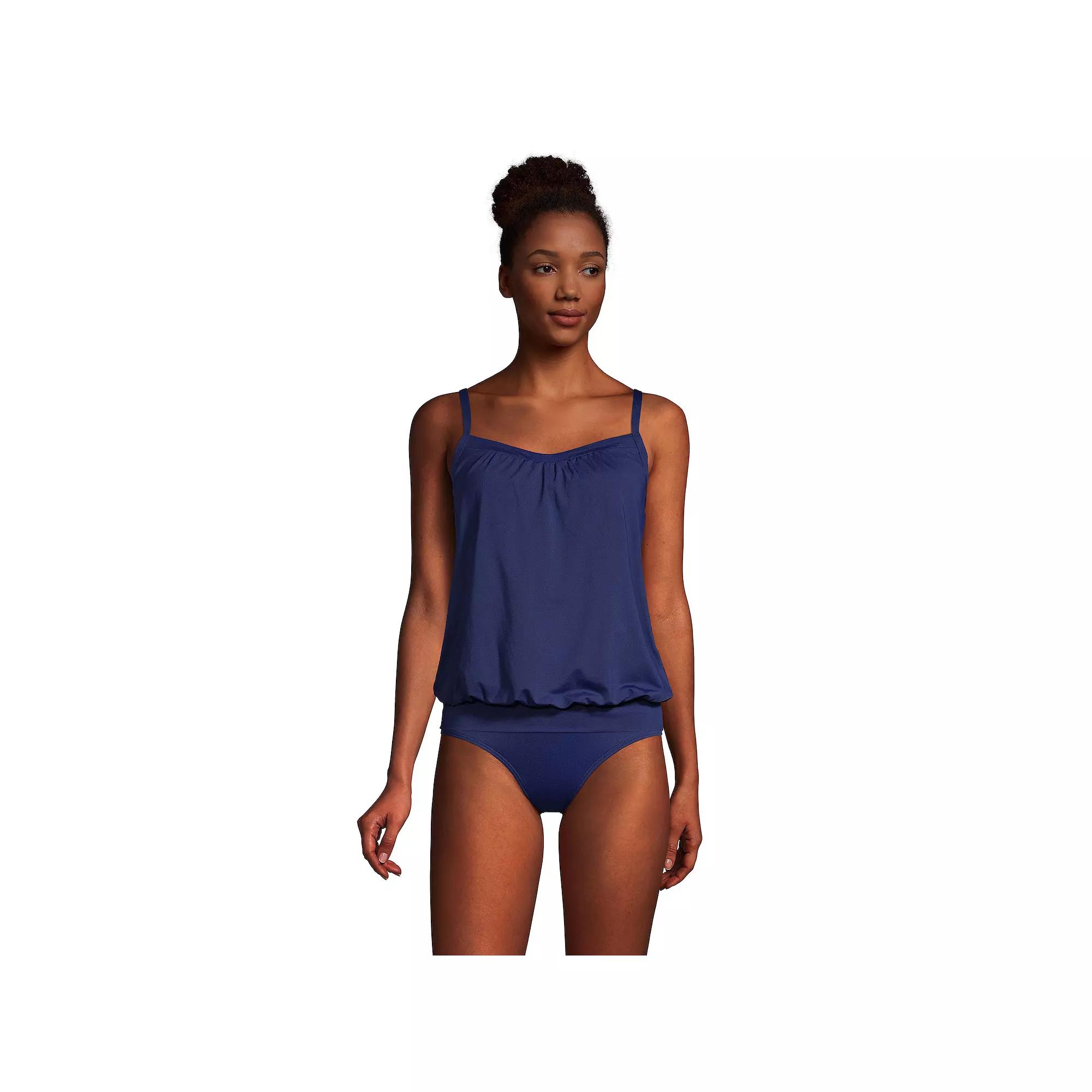 Women's Lands' End DDD-Cup Bust-Minimizer Blouson Chlorine-Resistant Tankini Swim Top,  Product Image