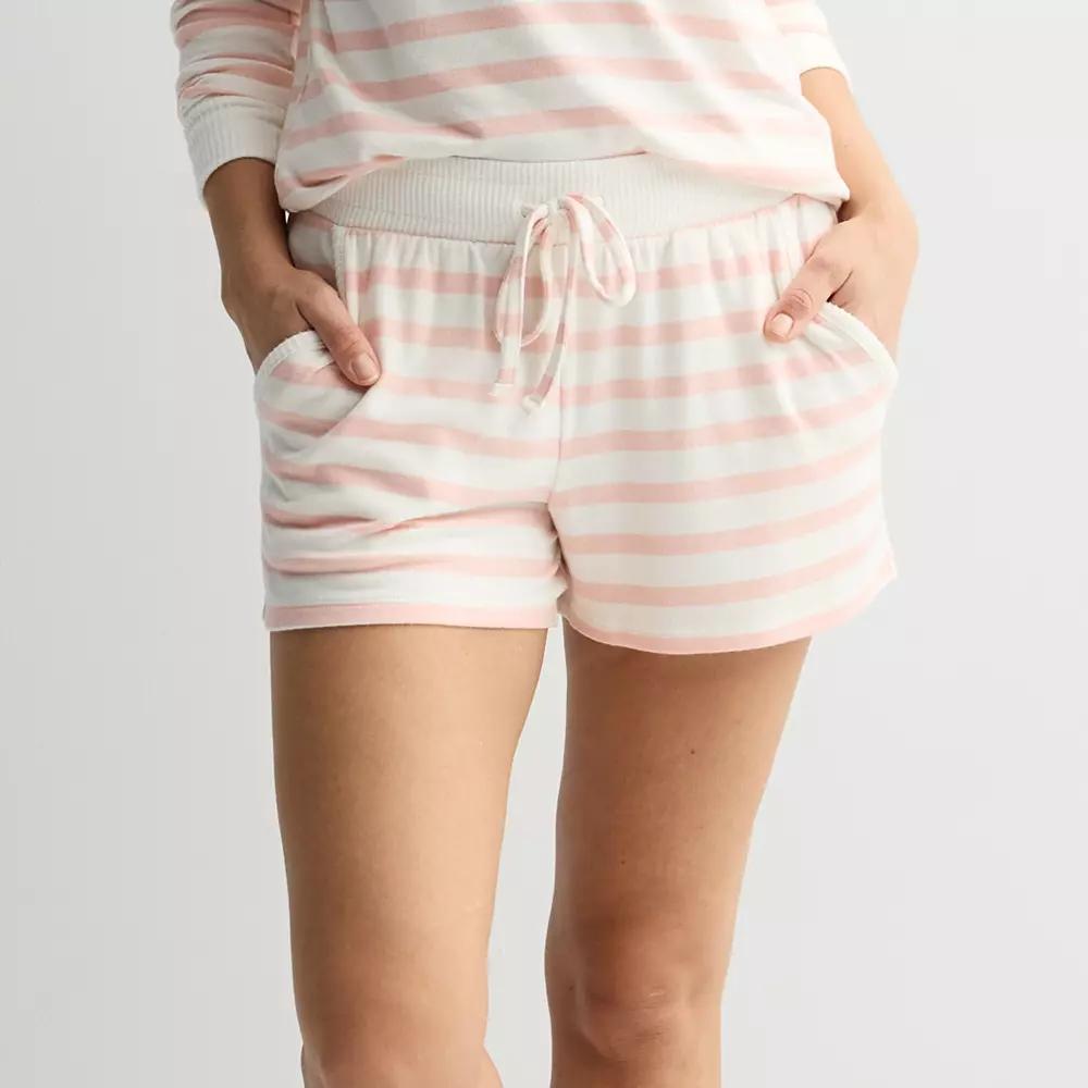 Women's Sonoma Goods For Life® Knit Pajama Shorts, Size: XXL, Ivory Pink Stripe Product Image