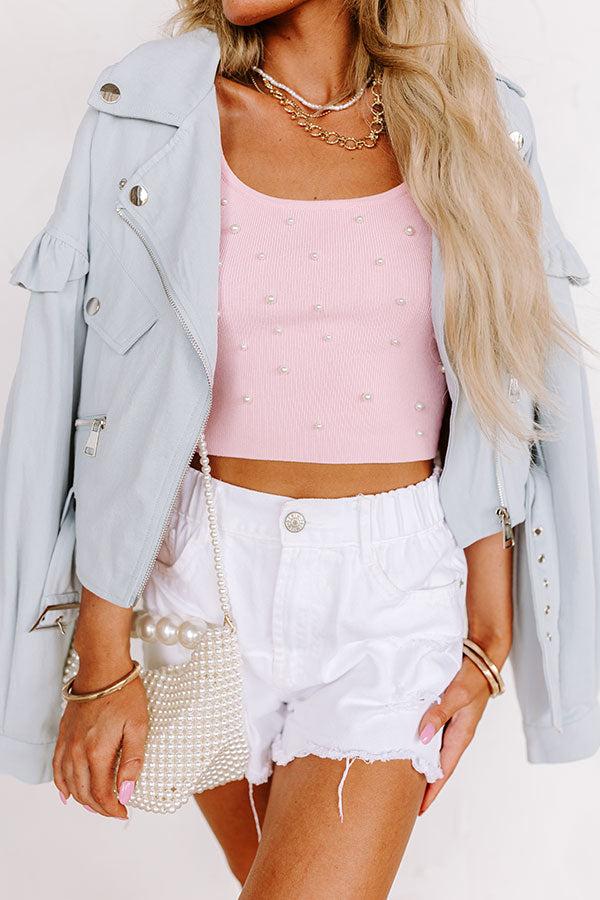 Final Touch Embellished Tank in Pink Product Image