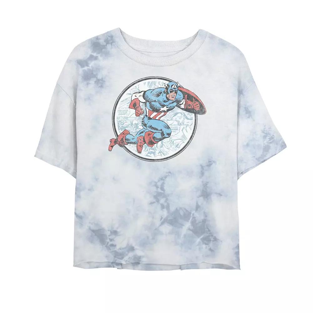 Juniors' Marvel Captain America Battle Tee, Women's, Size: XL, White Blue Product Image