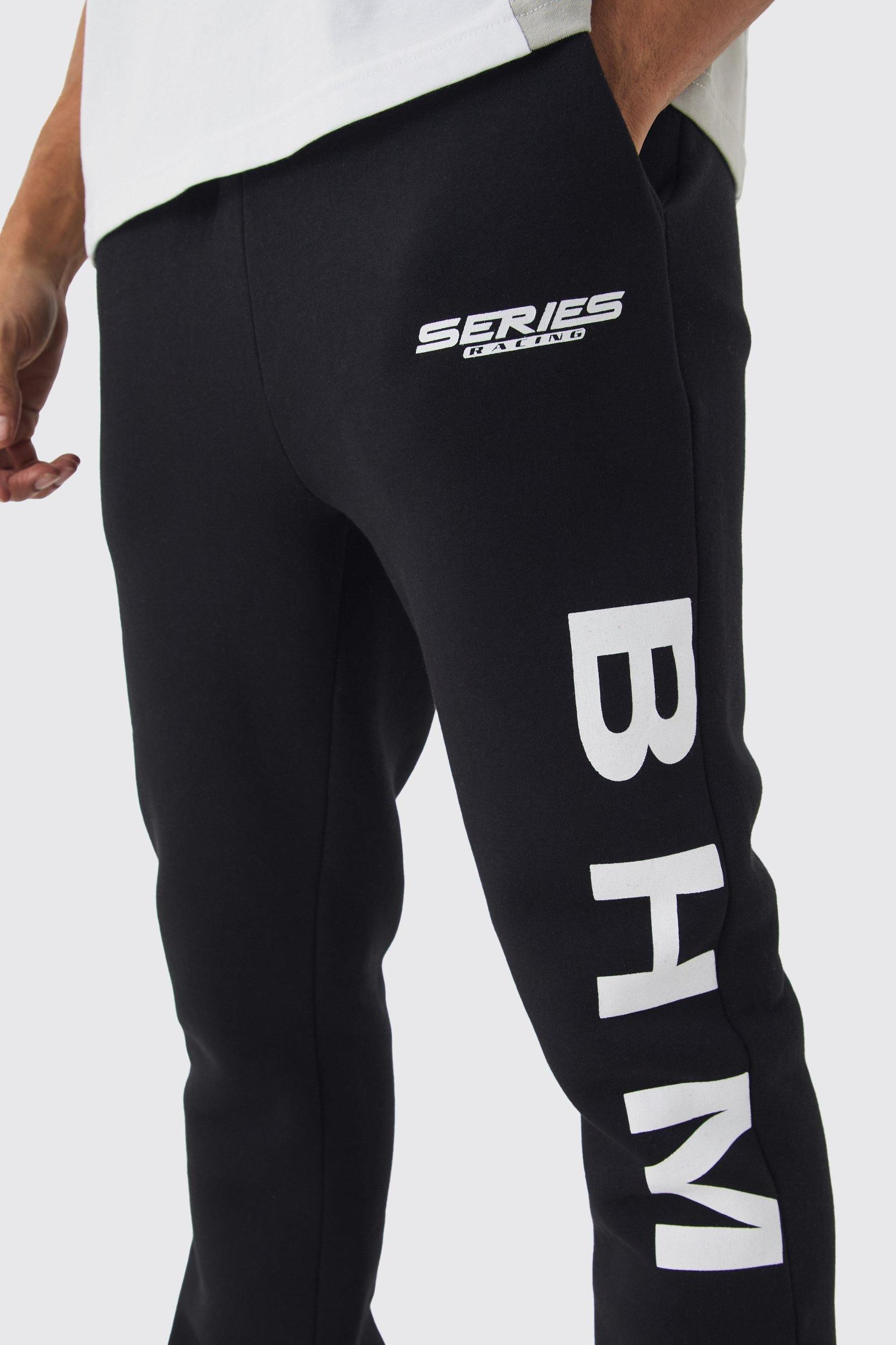 Slim Fit Moto Series Flared Stacked Gusset Sweatpants | boohooMAN USA Product Image