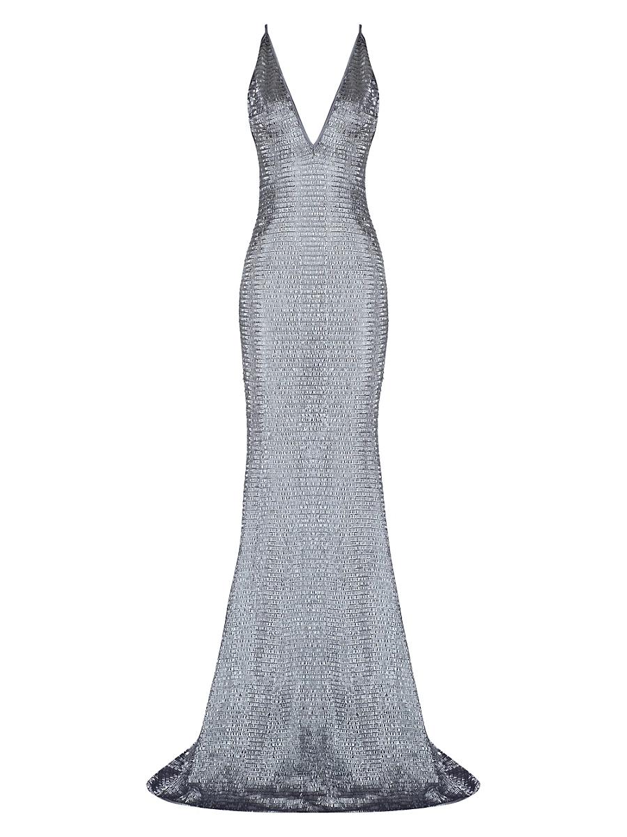 Womens Claudie Shimmer Plunge Maxi Dress Product Image