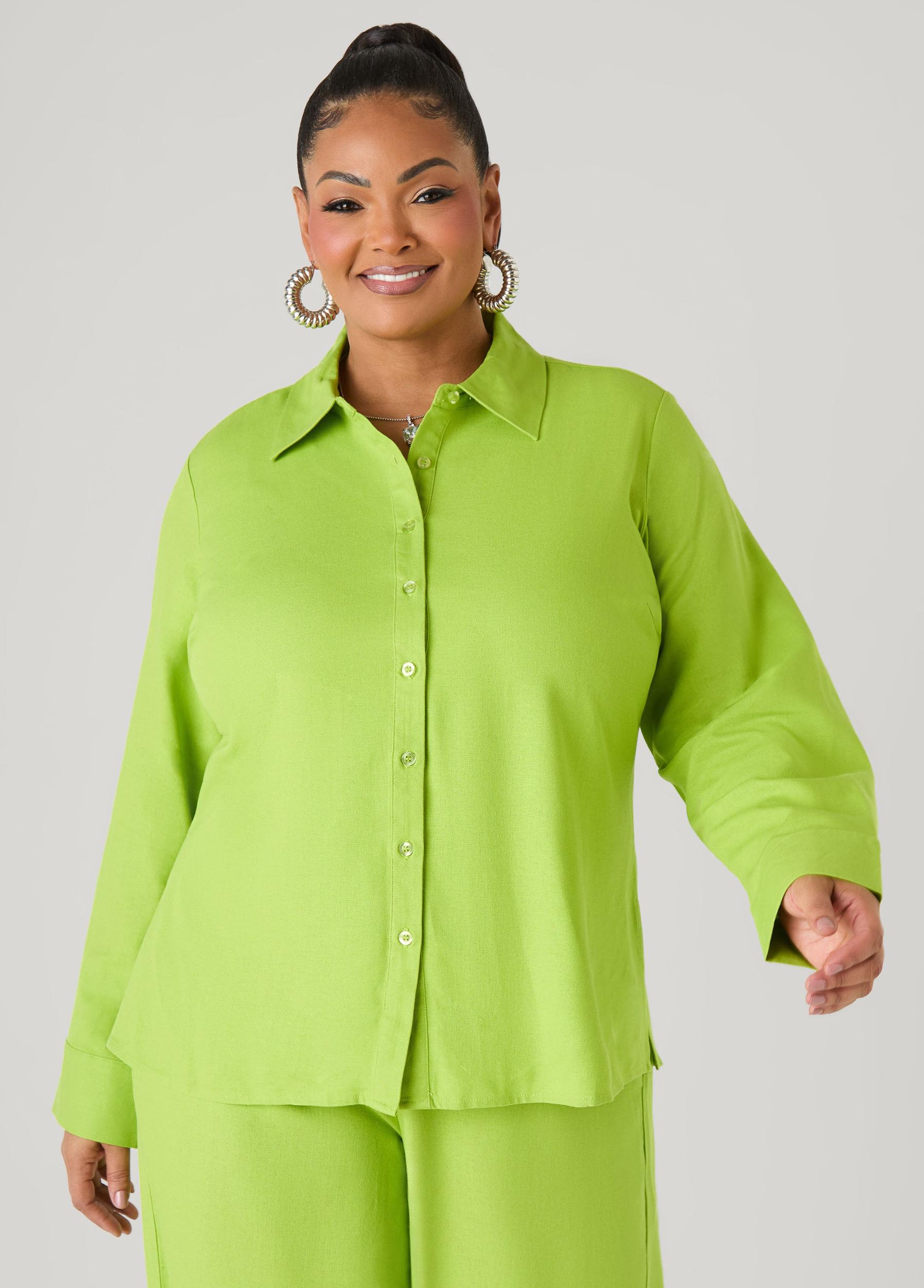 Long Sleeved Linen Blend Shirt Product Image