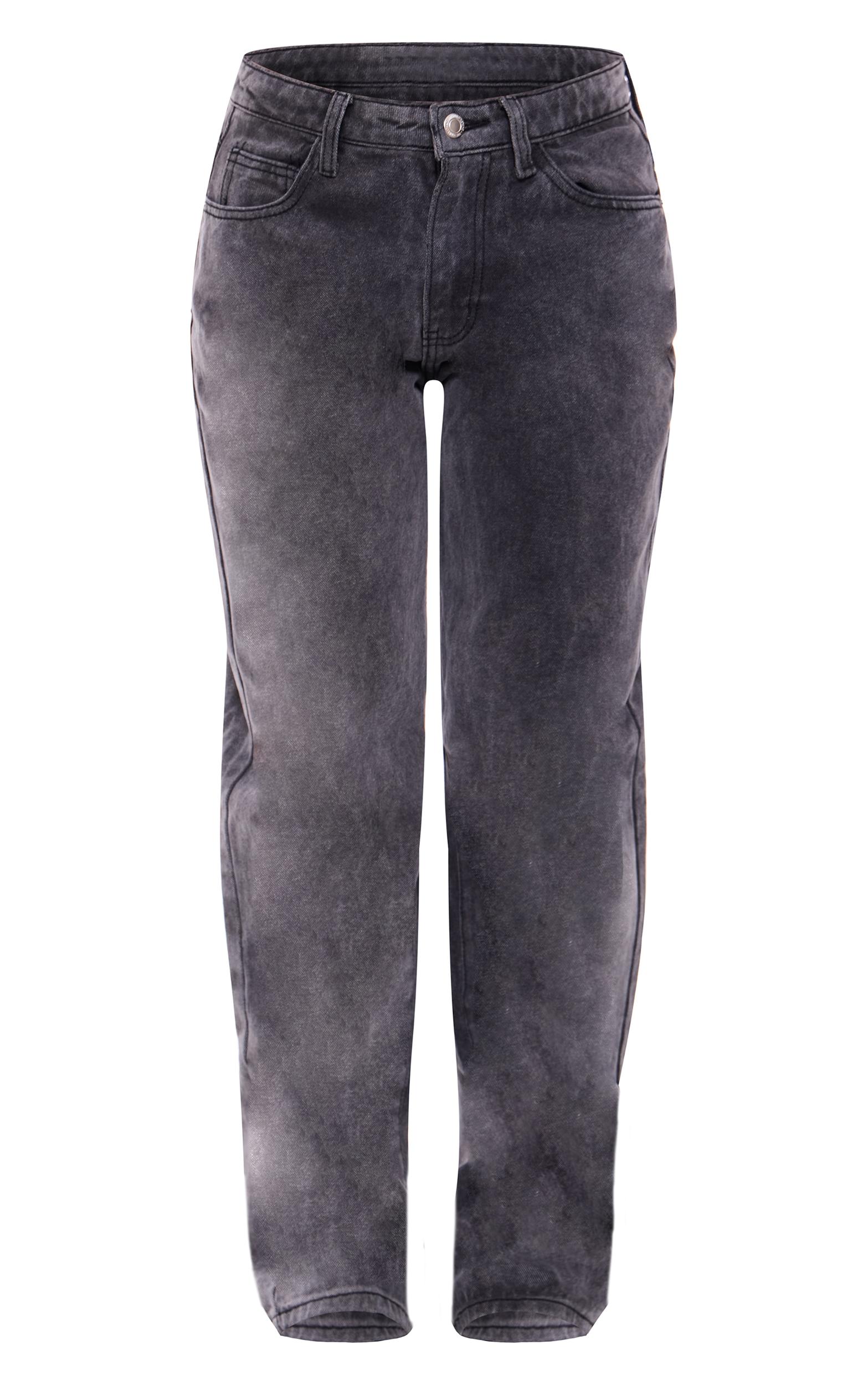 Washed Grey Mid Rise Straight Leg Jeans Product Image