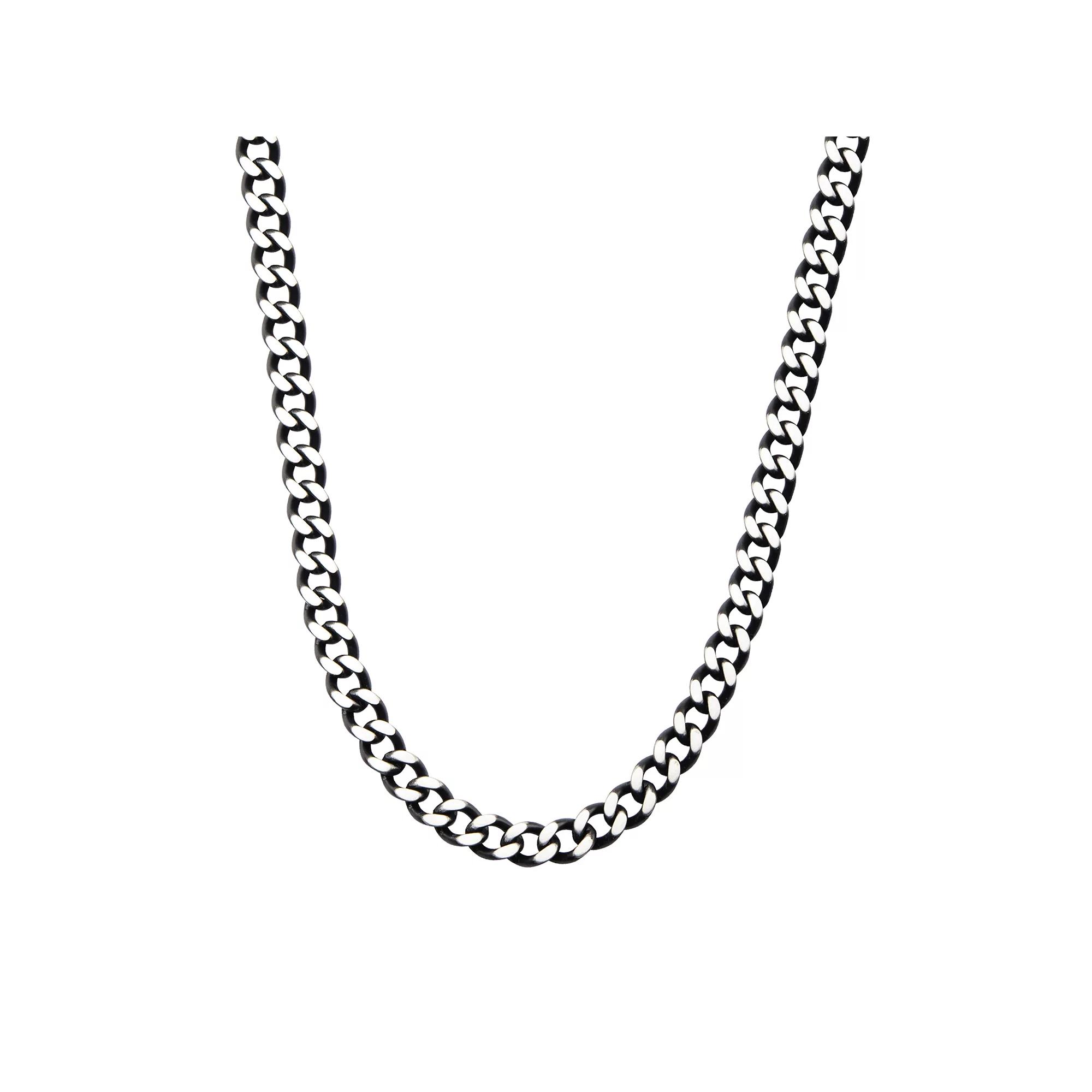 Men's Black Stainless Steel Diamond-Cut Chain Necklace, Size: 22", Two Tone Product Image