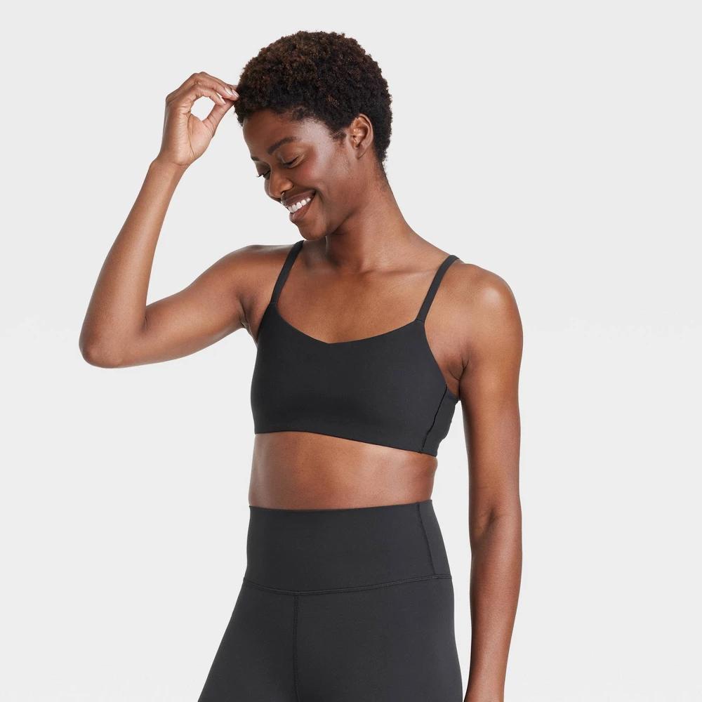 Women's Everyday Soft Light Support Strappy Sports Bra - All In Motion™ Black 2X Product Image
