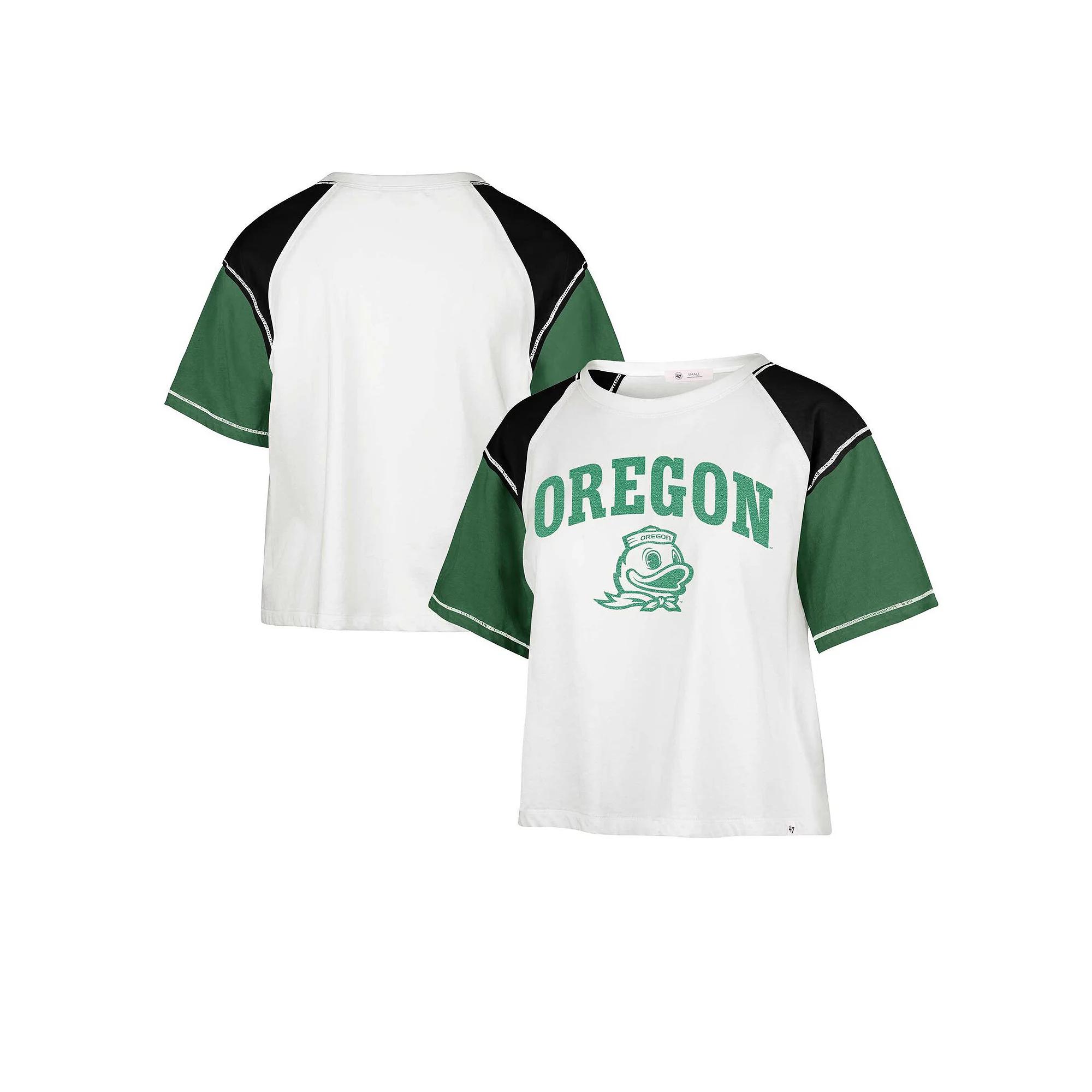 Women's '47 White Oregon Ducks Serenity Gia Cropped T-Shirt, Size: Medium Product Image