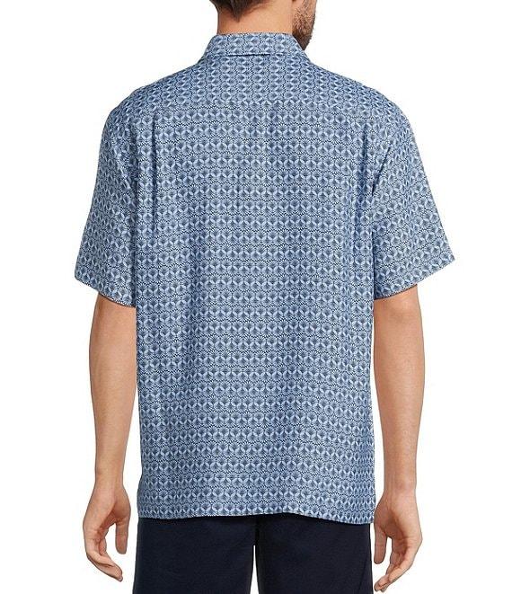 Roundtree & Yorke Short Sleeve Shell Print Polynosic Jacquard Sport Shirt Product Image