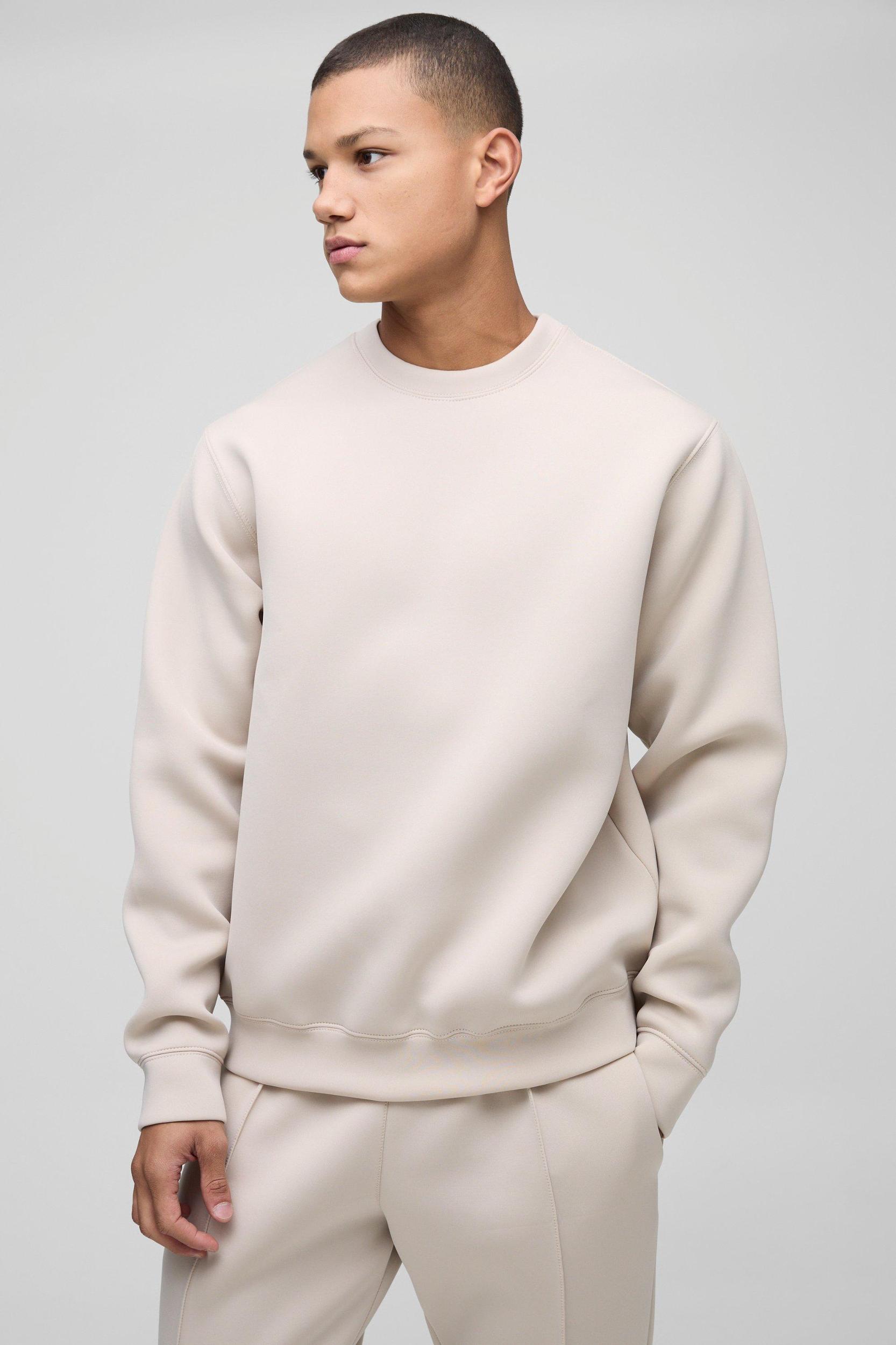 Regular Fit Bonded Scuba Sweatshirt Tracksuit | boohooMAN USA Product Image