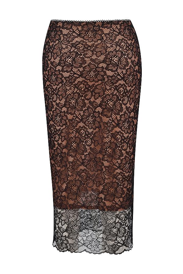 Yolanda  black lace midi skirt Product Image