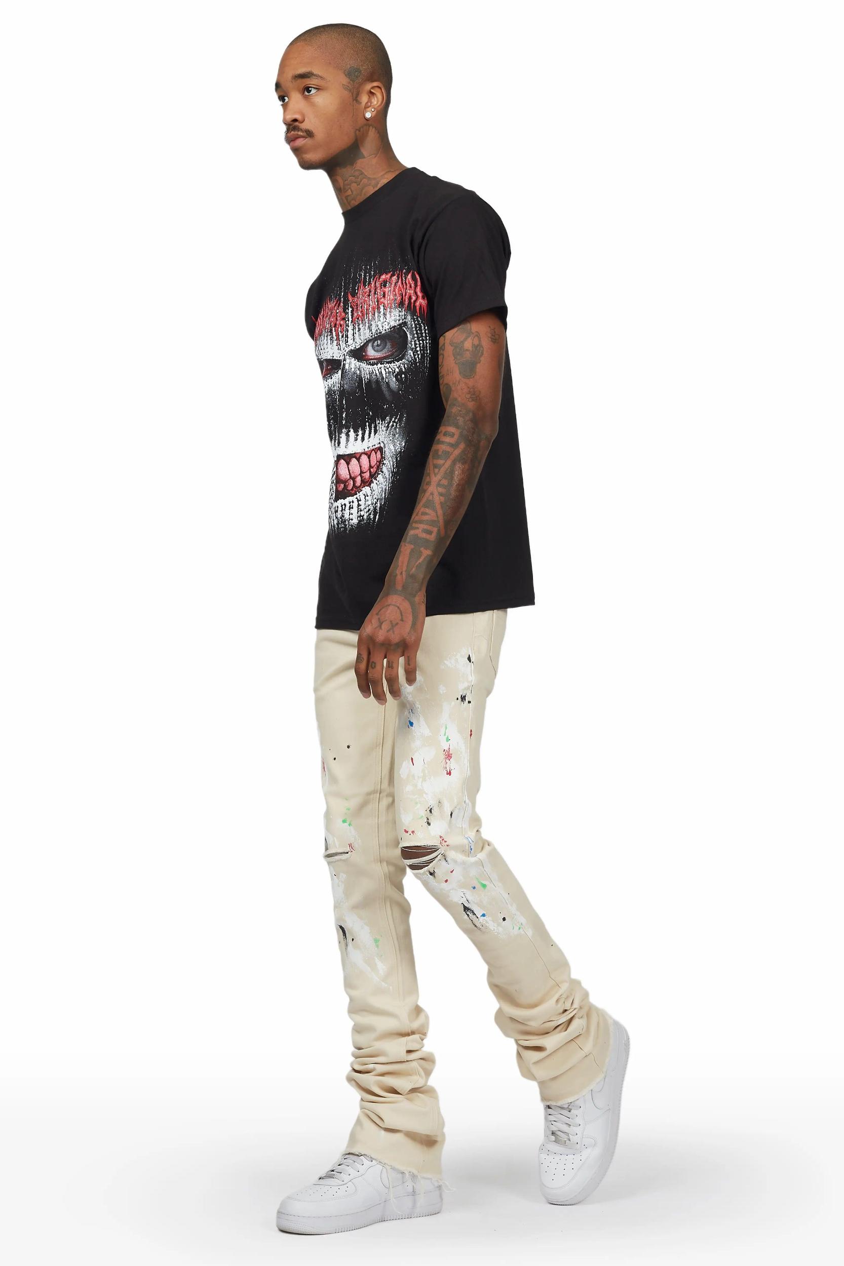 Mart Beige Painter Super Stacked Flare Jean Male Product Image