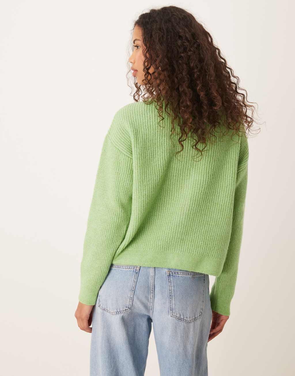 JDY light weight knitted cardigan in green Product Image